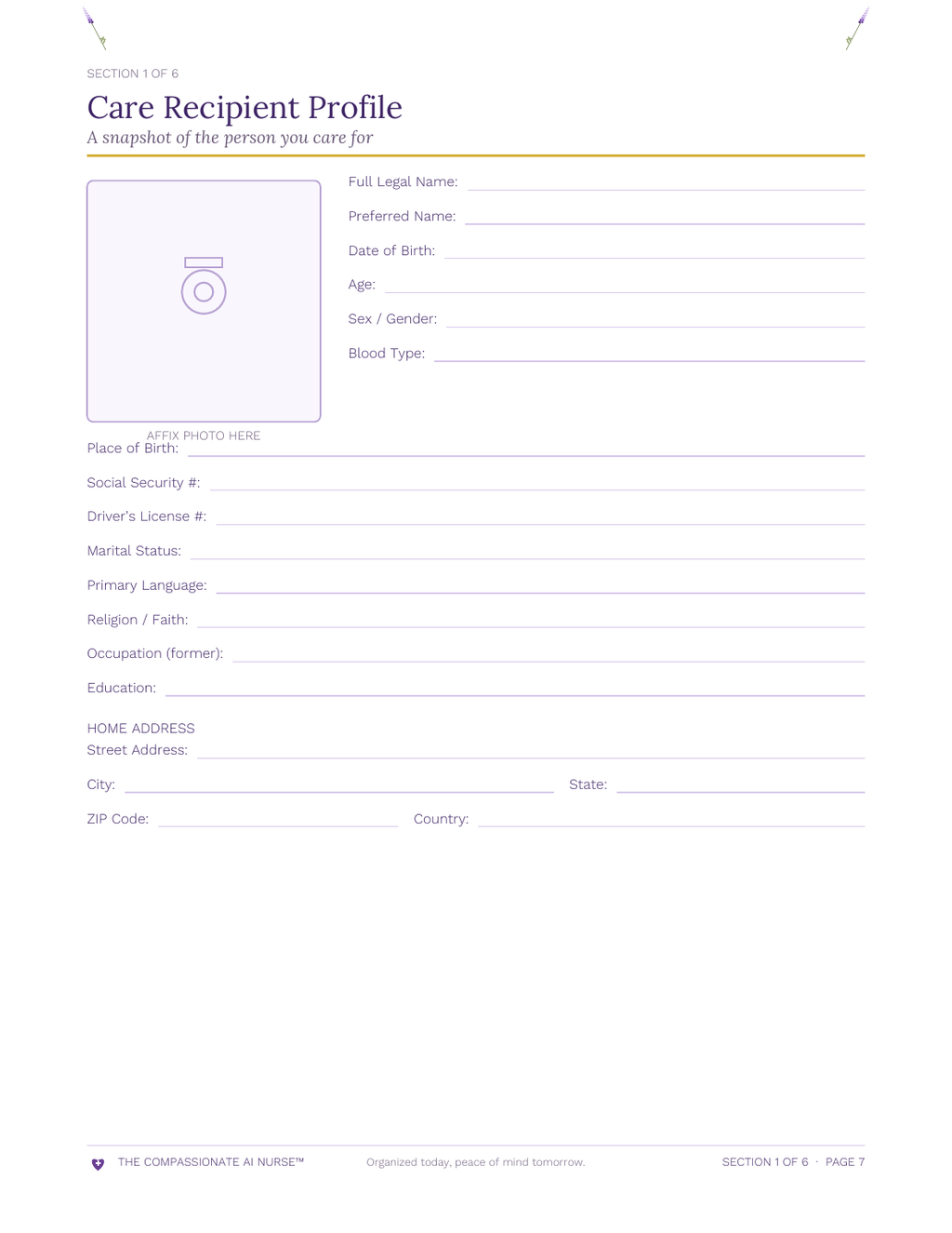 Care Recipient Profile page