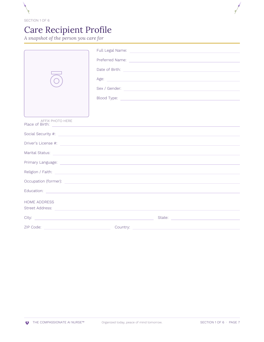 Care Recipient Profile page
